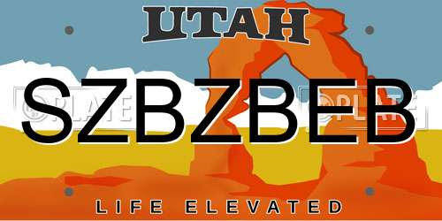 SZBZBEB Utah License Plate
