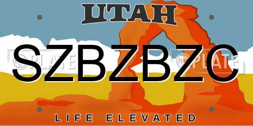 SZBZBZC Utah License Plate