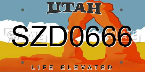 SZD0666 Utah License Plate