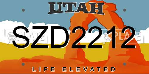 SZD2212 Utah License Plate