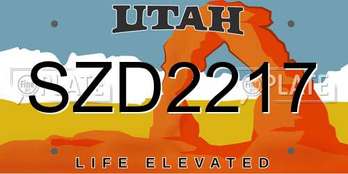 SZD2217 Utah License Plate