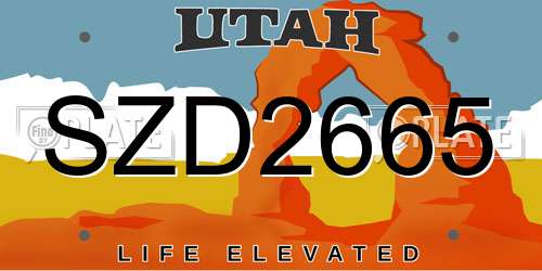 SZD2665 Utah License Plate