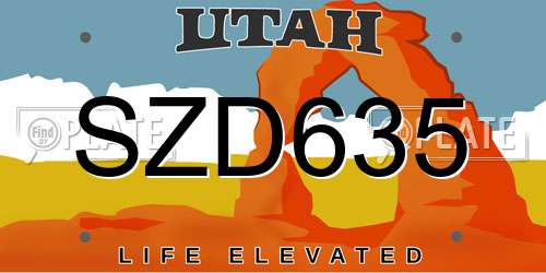 SZD635 Utah License Plate