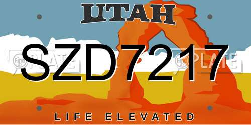 SZD7217 Utah License Plate