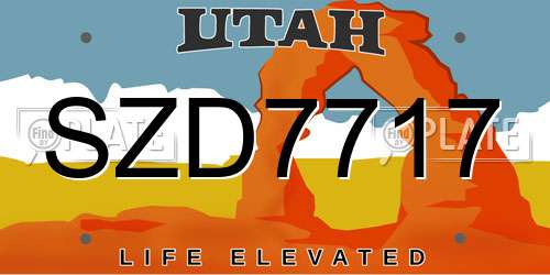 SZD7717 Utah License Plate