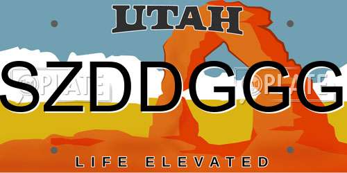 SZDDGGG Utah License Plate