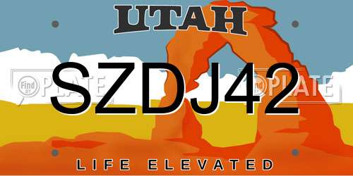SZDJ42 Utah License Plate