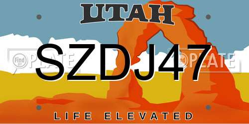 SZDJ47 Utah License Plate