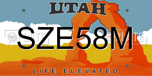 SZE58M Utah License Plate