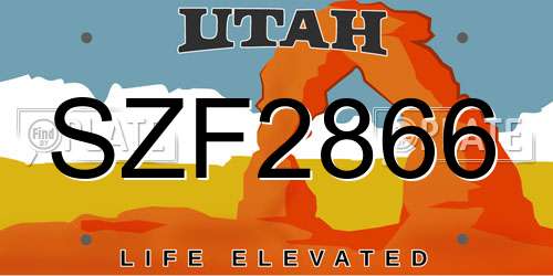 SZF2866 Utah License Plate