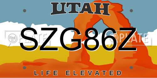 SZG86Z Utah License Plate