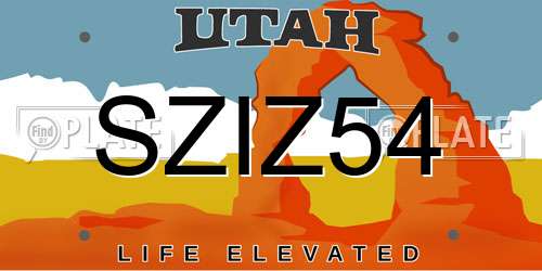 SZIZ54 Utah License Plate