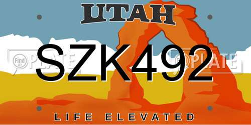 SZK492 Utah License Plate