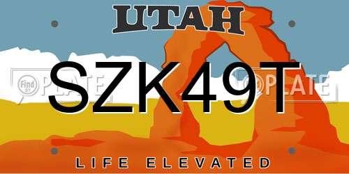 SZK49T Utah License Plate