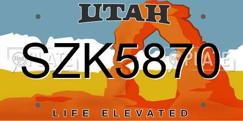 SZK5870 Utah License Plate