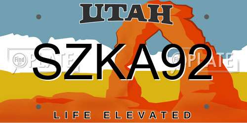 SZKA92 Utah License Plate