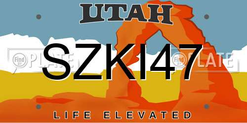 SZKI47 Utah License Plate