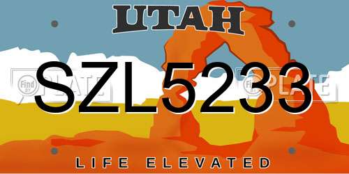 SZL5233 Utah License Plate
