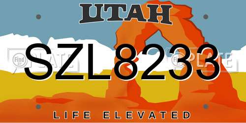 SZL8233 Utah License Plate