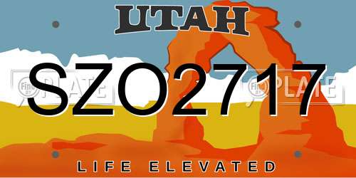 SZO2717 Utah License Plate