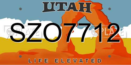SZO7712 Utah License Plate