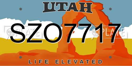 SZO7717 Utah License Plate