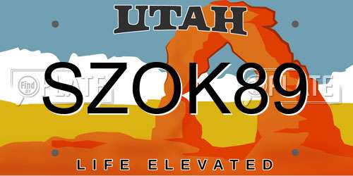 SZOK89 Utah License Plate