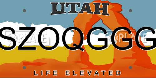 SZOQGGG Utah License Plate