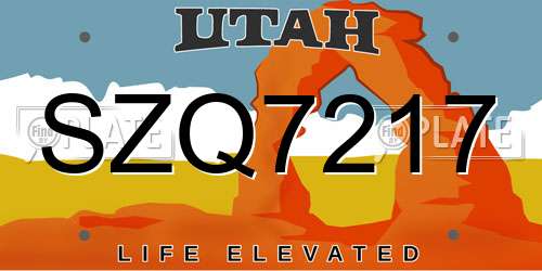 SZQ7217 Utah License Plate