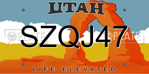 SZQJ47 Utah License Plate