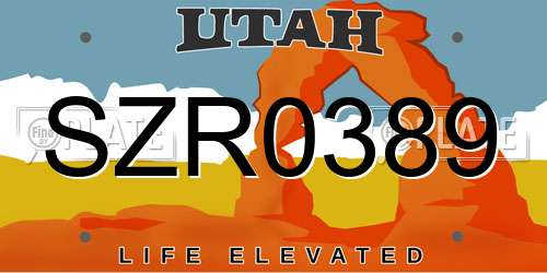 SZR0389 Utah License Plate