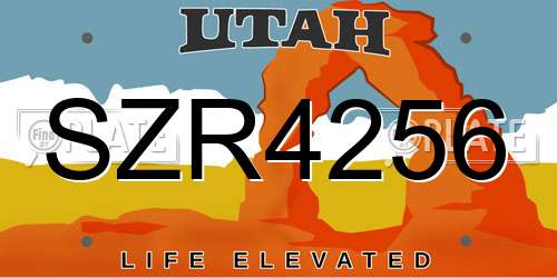 SZR4256 Utah License Plate