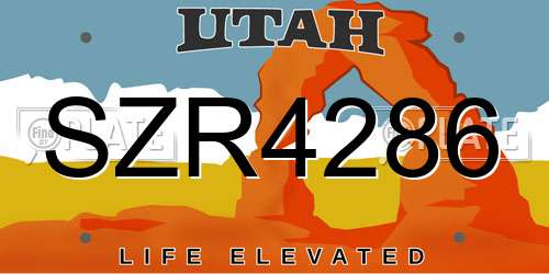 SZR4286 Utah License Plate