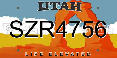 SZR4756 Utah License Plate