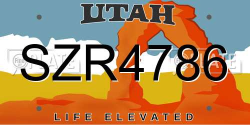 SZR4786 Utah License Plate