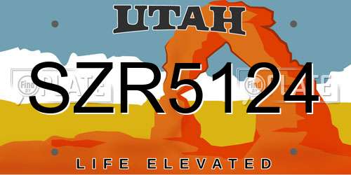 SZR5124 Utah License Plate