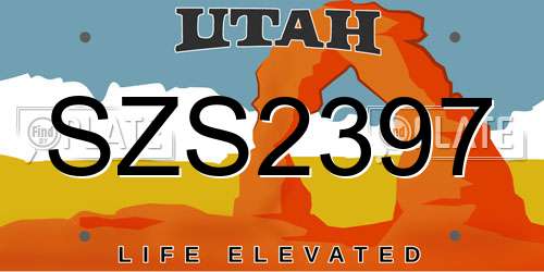 SZS2397 Utah License Plate