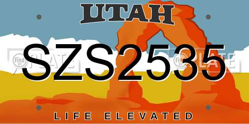 SZS2535 Utah License Plate