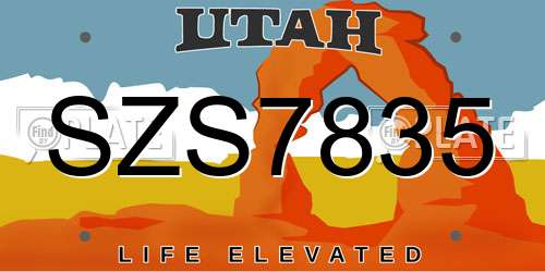 SZS7835 Utah License Plate