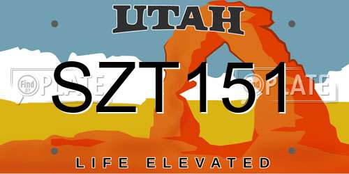 SZT151 Utah License Plate