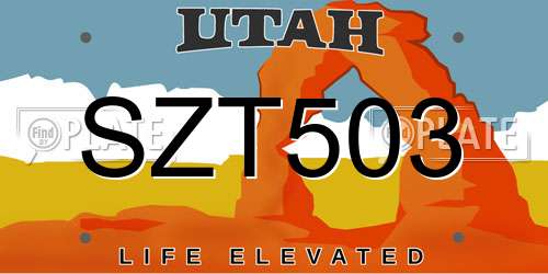 SZT503 Utah License Plate