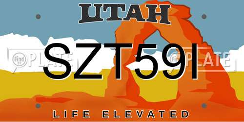 SZT59I Utah License Plate