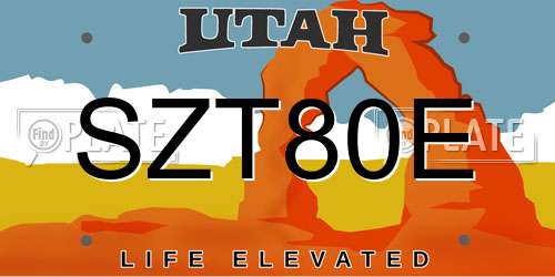 SZT80E Utah License Plate