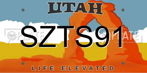 SZTS91 Utah License Plate