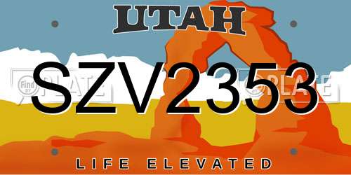 SZV2353 Utah License Plate