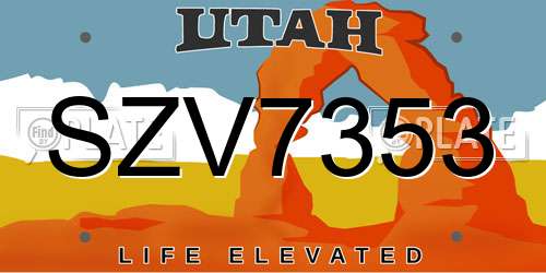 SZV7353 Utah License Plate