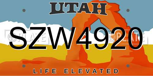 SZW4920 Utah License Plate