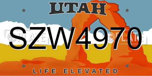 SZW4970 Utah License Plate