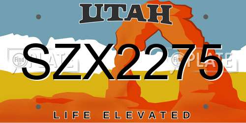 SZX2275 Utah License Plate