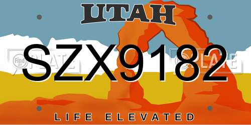 SZX9182 Utah License Plate